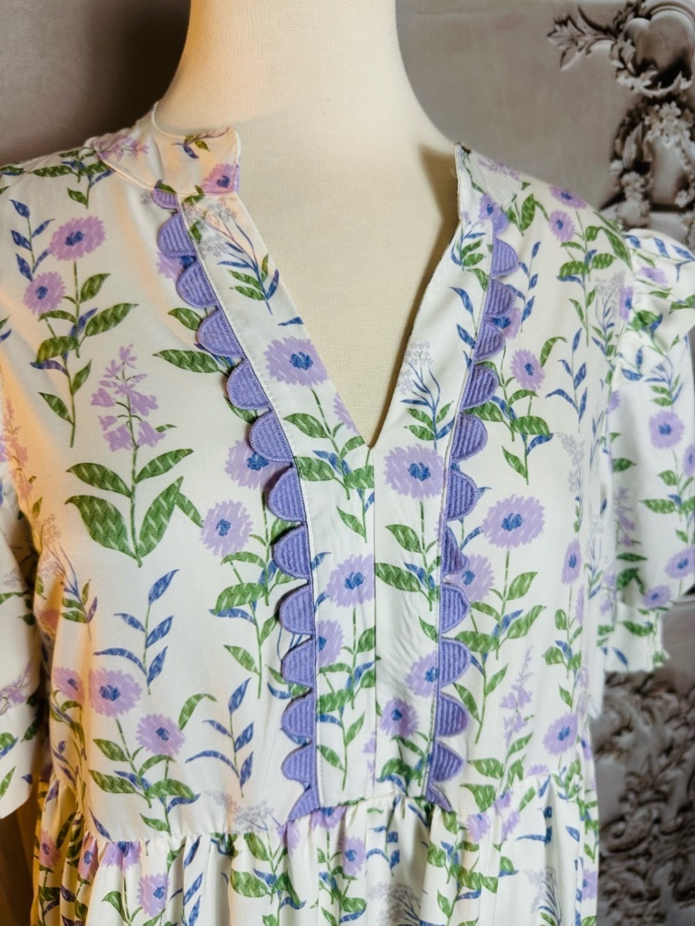 Beeson River White Dress with Lavender Floral Print - Picture 10 of 13